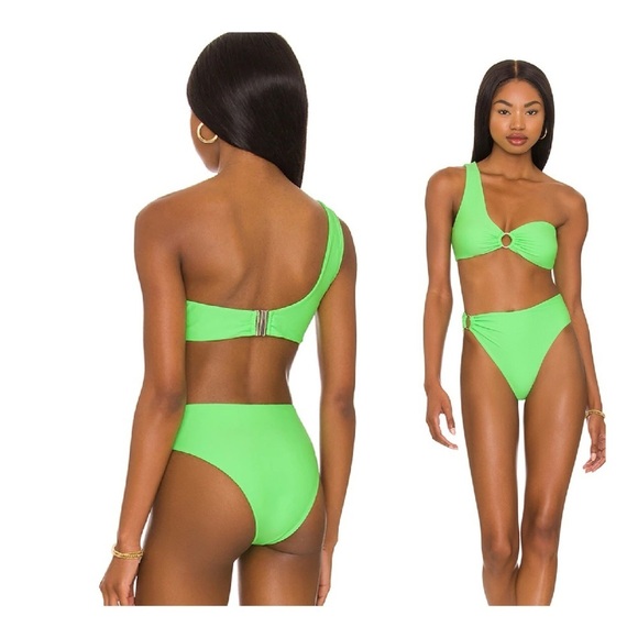Superdown | One Shoulder Ring Detail Tyler 2 Piece Bikini Set Green | S - Picture 1 of 14
